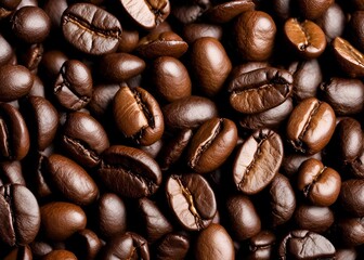 Close-up of Whole Coffee Beans and textures in a rich, natural setting