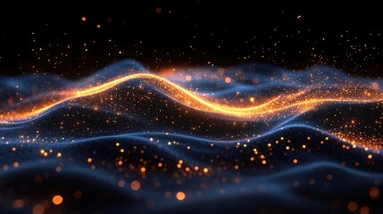 Obraz premium Abstract waves of light and particles create a mesmerizing visual effect.