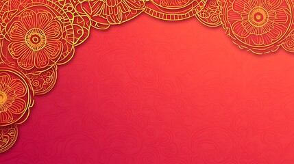 Red Background with Gold Floral Corner Design