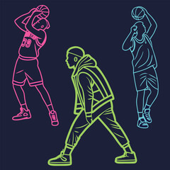 Fototapeta premium neon style glowing icons dark background vibrant 