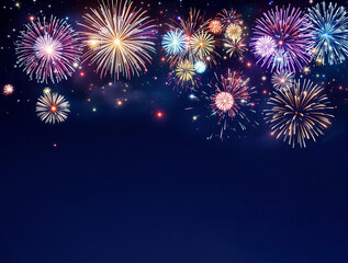 Naklejka premium Night Sky Fireworks Above Pagoda Lunar New Year Background