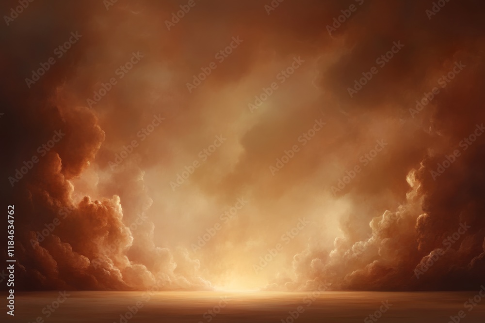 Poster glowing gateways appear in a dreamlike sky, enveloped by soft clouds and radiant light, creating a s