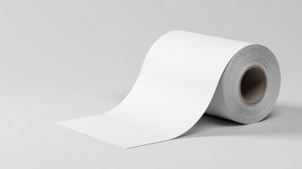 A pristine roll of blank white material, unfurling gently, showcases its smooth texture and potential for various applications