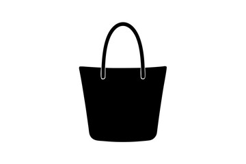 Chic Tote Bag Silhouette Icon on Clean White Background