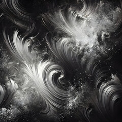 Abstract black and white swirls creating a dynamic and energetic composition