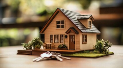 Concept of small homes and property investment showcased.