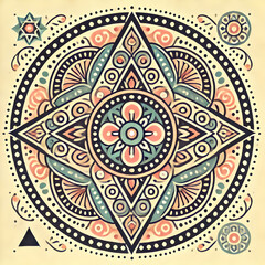 Intricate mandala design featuring a central flower motif and geometric patterns