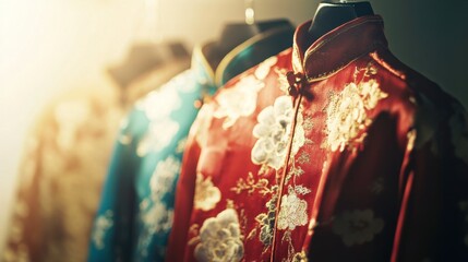 Elegant Chinese Clothing Displayed with Bright Lighting