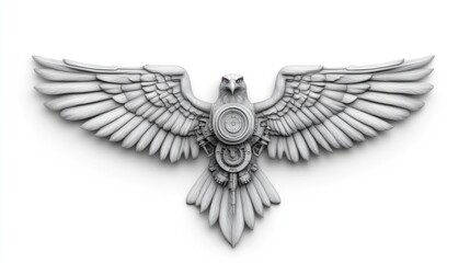Obraz premium Mechanical eagle sculpture art installation indoor gallery modern design artistic viewpoint innovative concept