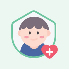 Cute Child Safety Shield Icon with Heart, Modern Kids Protection Symbol, Healthcare Security Badge for Children Apps, Pediatric Medical Logo Design, Safe Zone Emblem