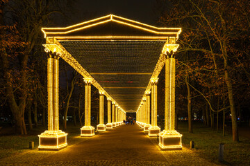warszawa , miasto , Wilanów , Pałac, iluminacje, 