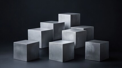 Silver Cubes on a Black Background