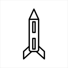 PrintRocket icon vector. Simple outline rocket sign, with white background