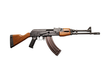 AK-47 Assault Rifle on Transparent Background &ndash; Iconic Firearm Design for Military, Tactical, and Security Applications. Perfect for Combat Scenes, Gaming Projects, Educational Materials and Realistic