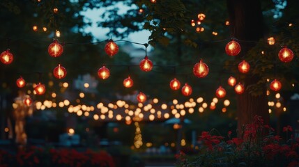 Festive Garden Lanterns Create Evening Glow