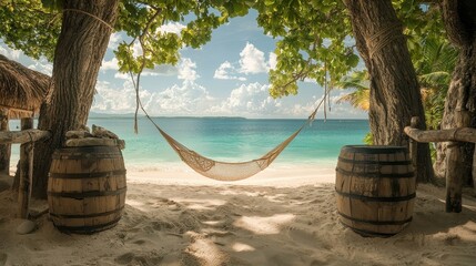 Relaxing in a hammock tropical beach scenic view coastal paradise serene atmosphere