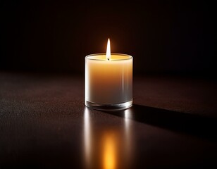 single lit candle in dark background serenity solitude reflection warmth calm