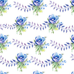 Obraz premium seamless pattern with blue flowers
