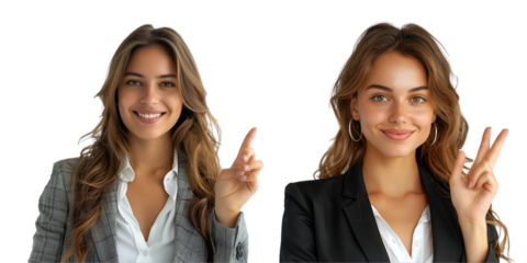 business woman showing thumbs