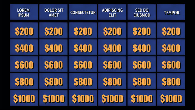 Game Show Style Board with Categories and Values
