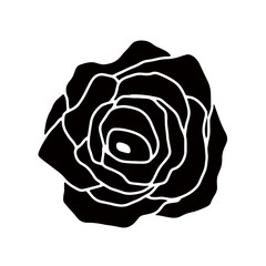 Flower icons. Flower silhouettes. Symbol of floral design. Pattern of daisy, rose and chamomile. Set of cartoon simple graphic shape isolated on white background. stock illustration