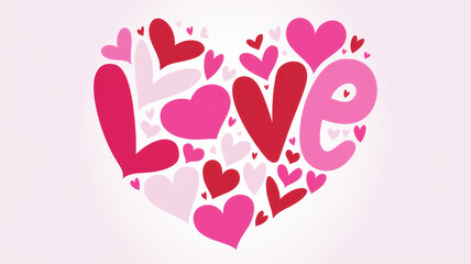 beautiful calligraphic red inscription with "love" in the shape of a heart on a white background, elegant, romantic, handwritten, artistic, typography, love message,