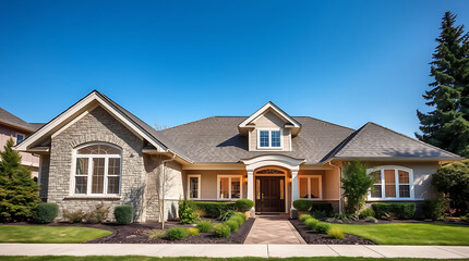 Obraz premium Single-Family Residence with Stone and Stucco Exterior