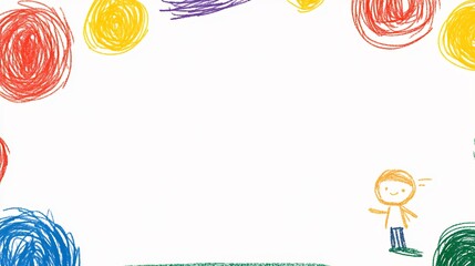 Joyful Child Illustration: Vibrantly Colored Hand-Drawn Sketch on White Background. AI Generated