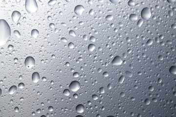 Water drops on glass surface, top view