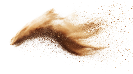 Flying sand with a transparent background, png.