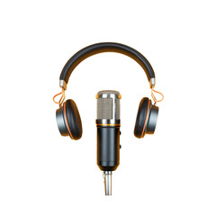 High quality microphone and headphones for podcast. Transparent background