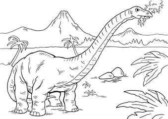 Brontosaurus Outline vector Illustration Coloring