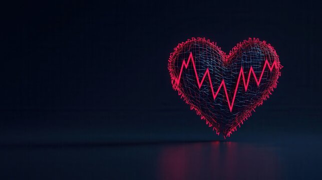 A glowing heart diagram illustrating supply and demand curves on Valentines Day, romantic economics, financial connection, festive analysis