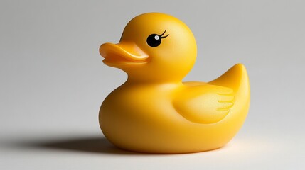Yellow Rubber Duck Toy Floating on Water, Minimalist Style