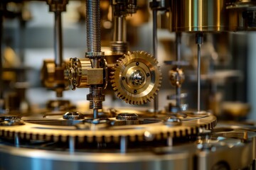 Fototapeta premium Intricate brass gears and mechanical components.