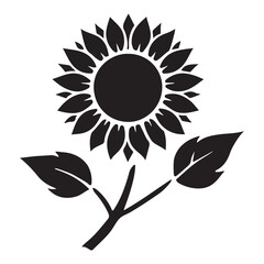 Sunflower Silhouette Botanical Illustration