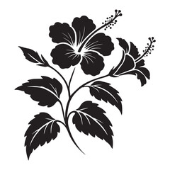 Hibiscus Flower Silhouette Vector Artwork Decorative Graphic Design Element