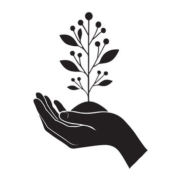 hand holding plant silhouette clip art preview