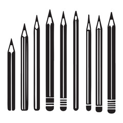 Collection of Various Pencils Silhouette