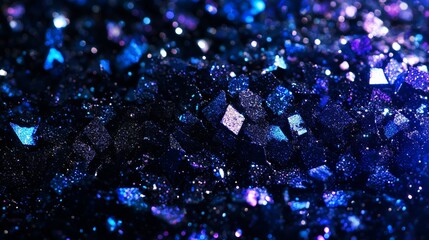 Close-Up of Glittering Blue Crystals with Sparkling Highlights - made with Generative AI