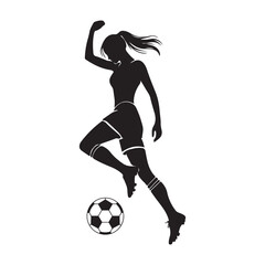 Silhouette of a Female Soccer Player Juggling Ball