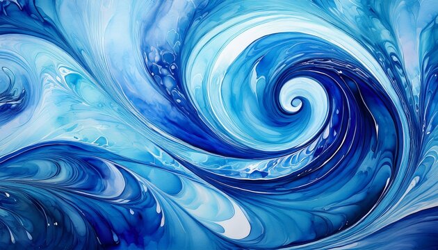 abstract liquid blue pattern watercolor ink ice fluid swirl spiral creavite design splash flowing effect