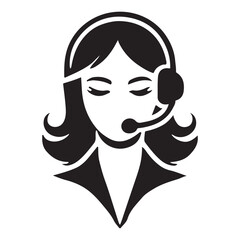 Patient Customer Service Headset Silhouette Vector Icon for Assistance Line