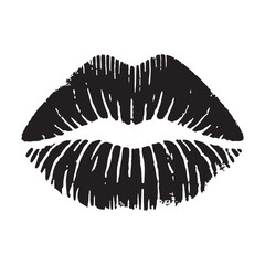 Silhouette of a Bold Lipstick Kiss Mark Illustration