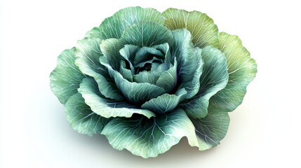 Obraz premium Decorative cabbage resembling a flower with green and turquoise leaves