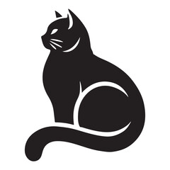 Elegant Black Cat Silhouette Illustration