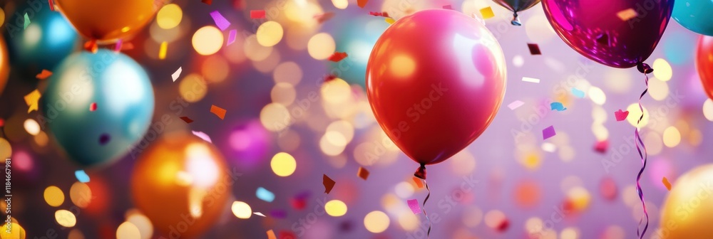 Aufkleber festive balloons and colorful confetti create a vibrant backdrop for joyful celebrations and special