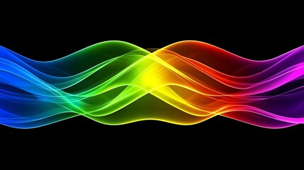 Naklejka premium Rainbow Wave Abstract: Vibrant, Flowing Colors on Black