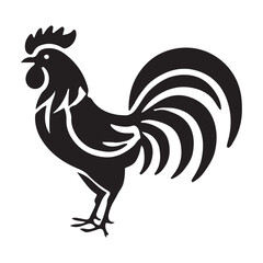 Majestic Rooster Silhouette Illustration for Designs