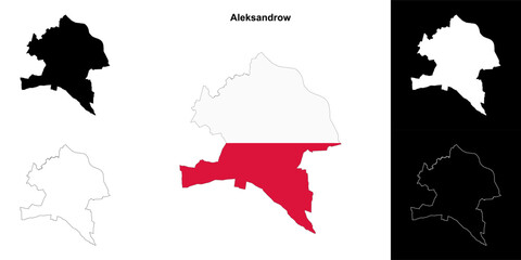 Aleksandrow county outline map set